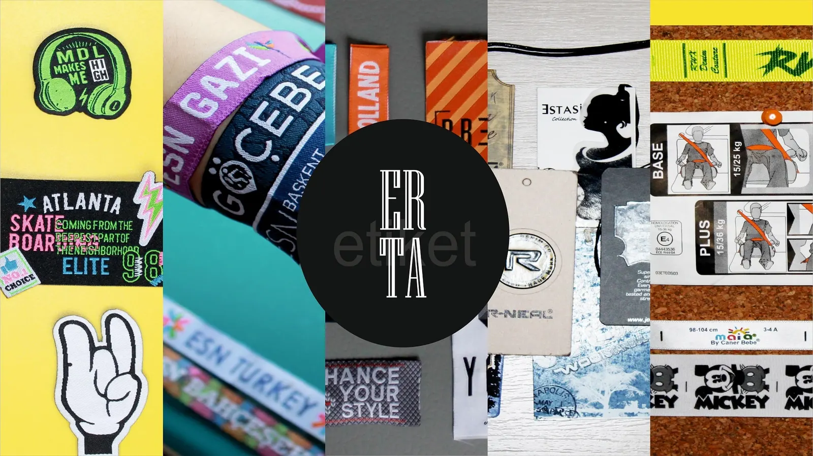 Erta Etiket woven, printed and cardboard label samples